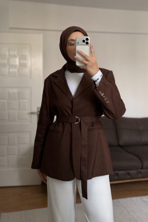 Carmen Fashion kahve kemerli ceket