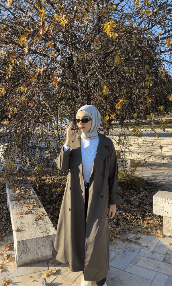 Carmen Fashion haki oversize trençkot - Görsel 3