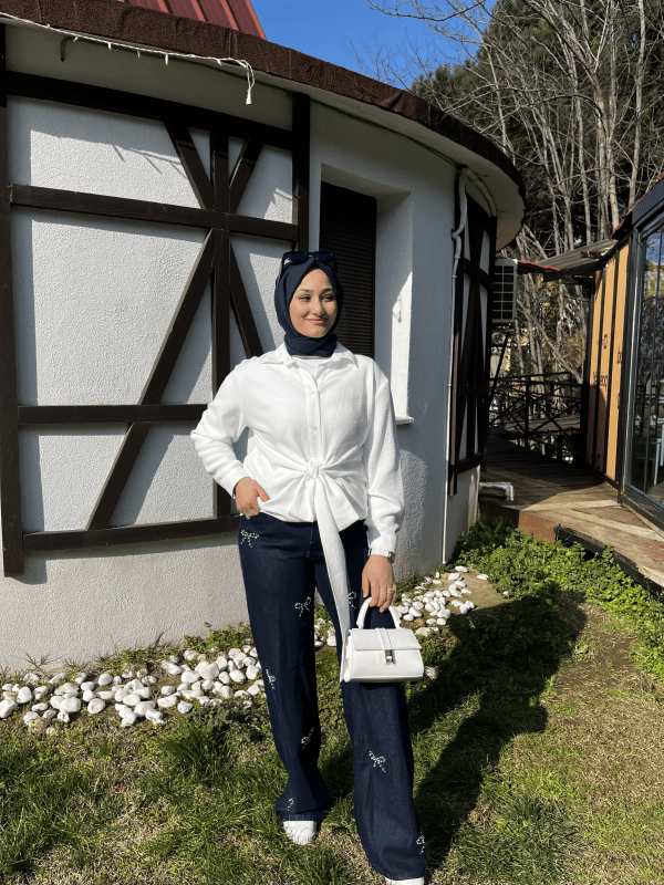 Carmen Fashion fiyonk lacivert kot pantolon - Görsel 2