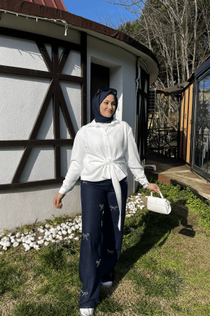 Carmen Fashion fiyonk lacivert kot pantolon