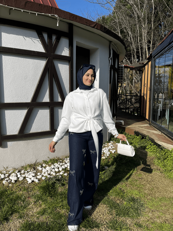 Carmen Fashion fiyonk lacivert kot pantolon